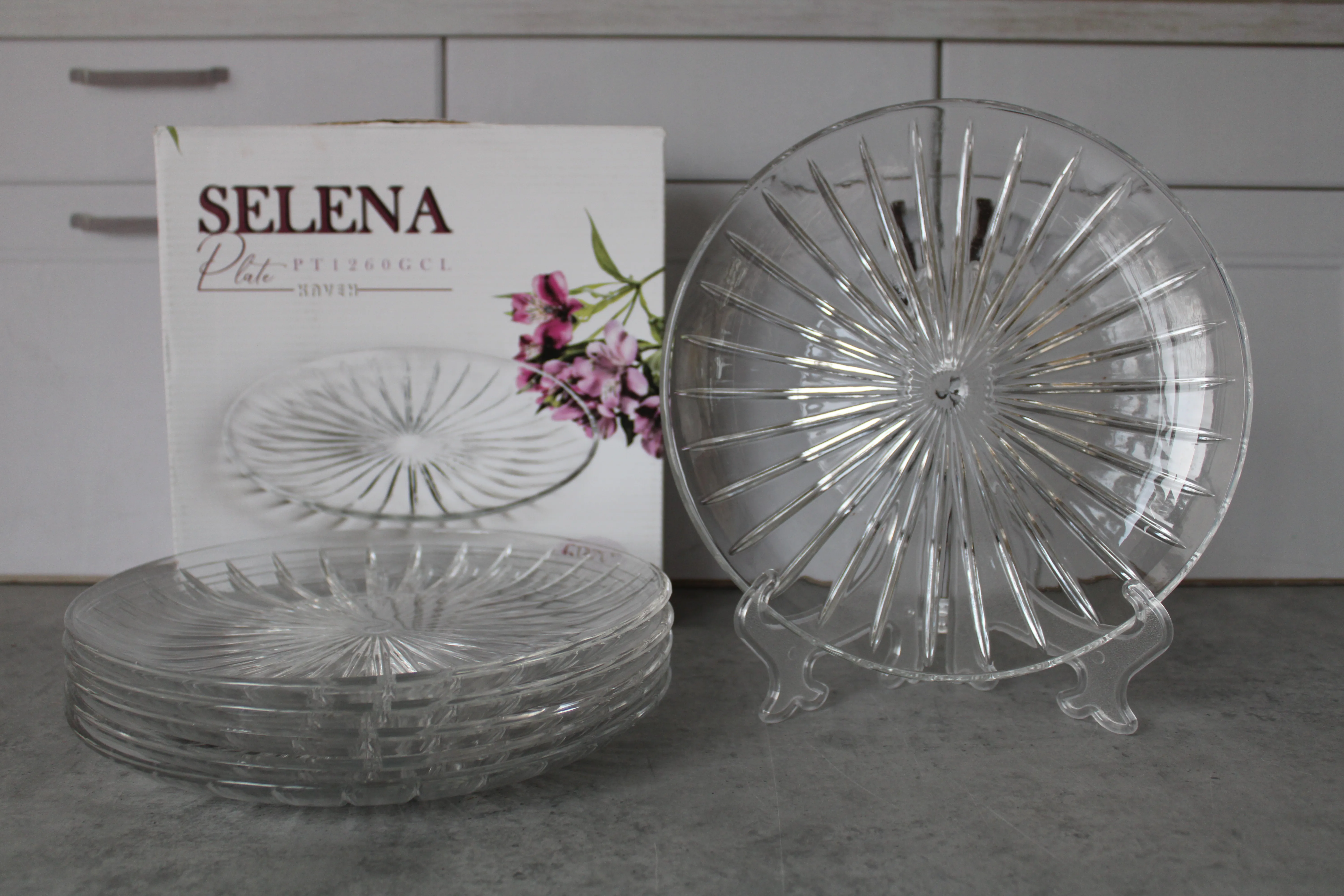 PT1260GCL Set farfurii intinse sticla 6buc. "SELENA" 1/4