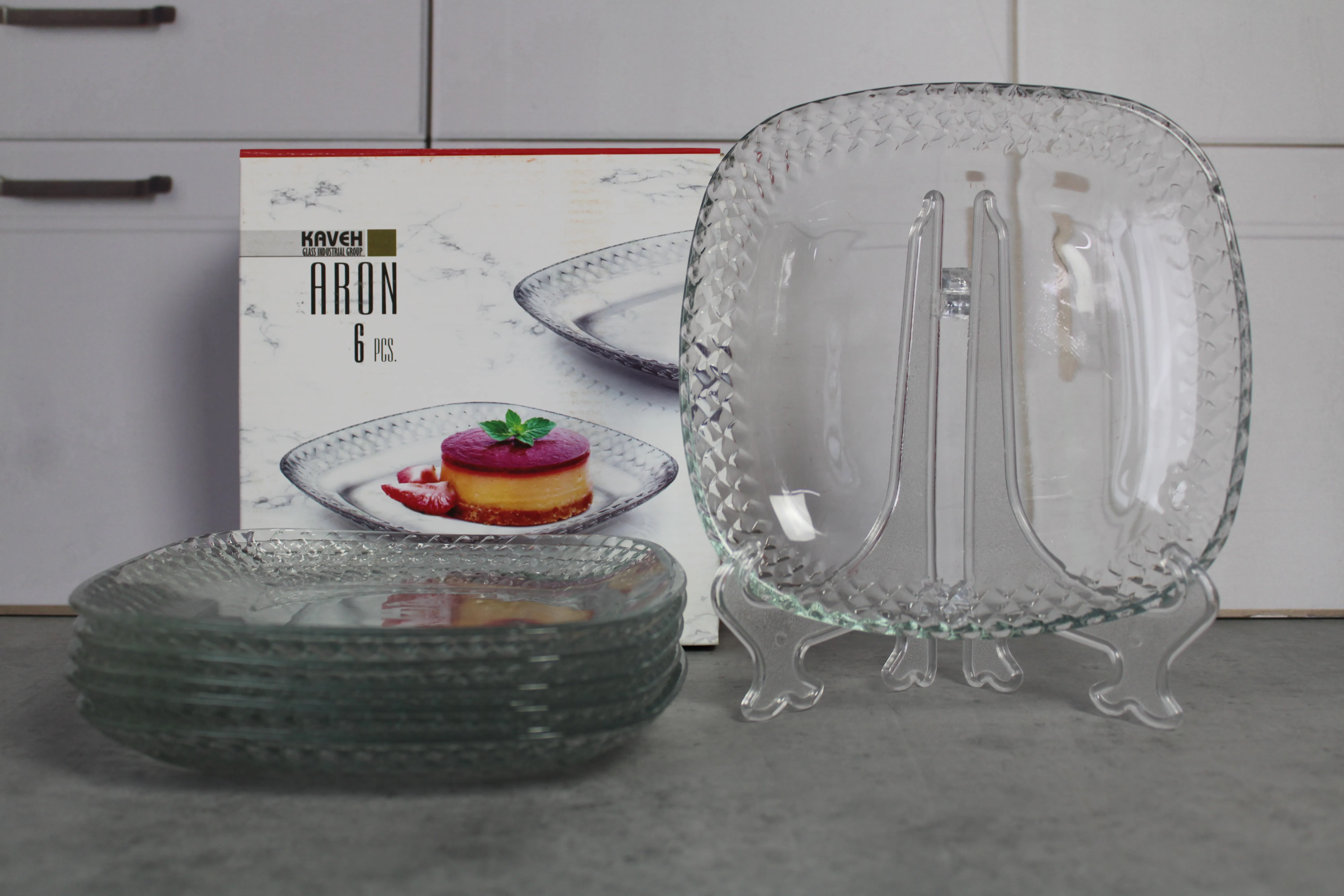 DT1213GCL Set farfurii sticla desert 6buc "Aron" 1/4