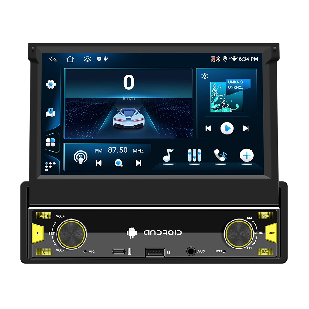 9719-H | 1-DIN Aвто магнитола с выдвижным экраном 7" и CarPlay 2