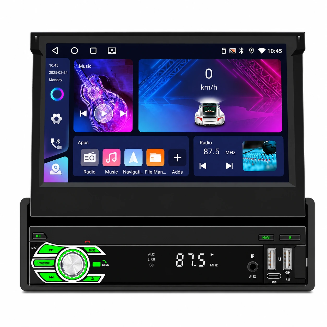 9710-F | 1-DIN Aвто магнитола с выдвижным экраном 7" и CarPlay 2