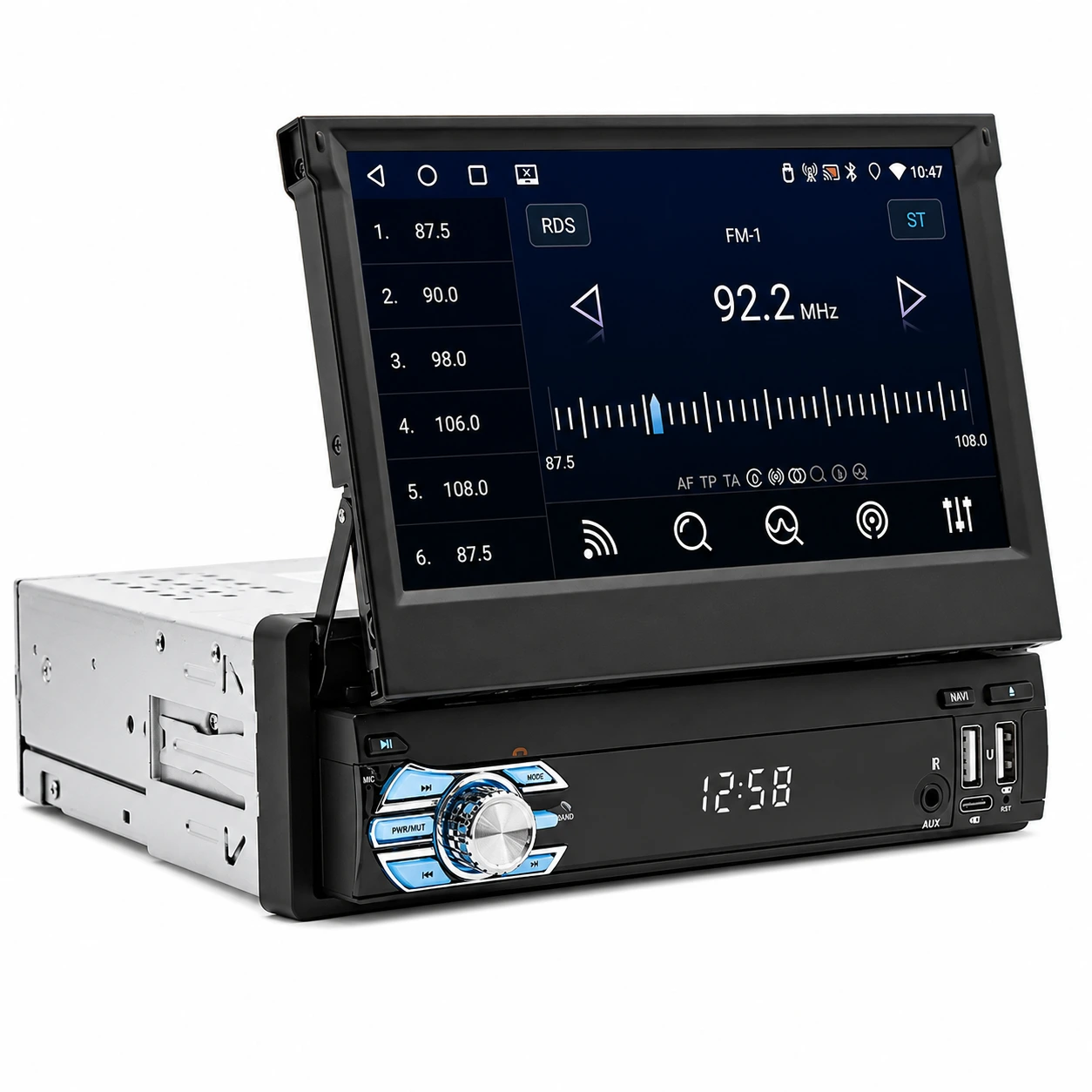 9710-F | 1-DIN Aвто магнитола с выдвижным экраном 7" и CarPlay 4
