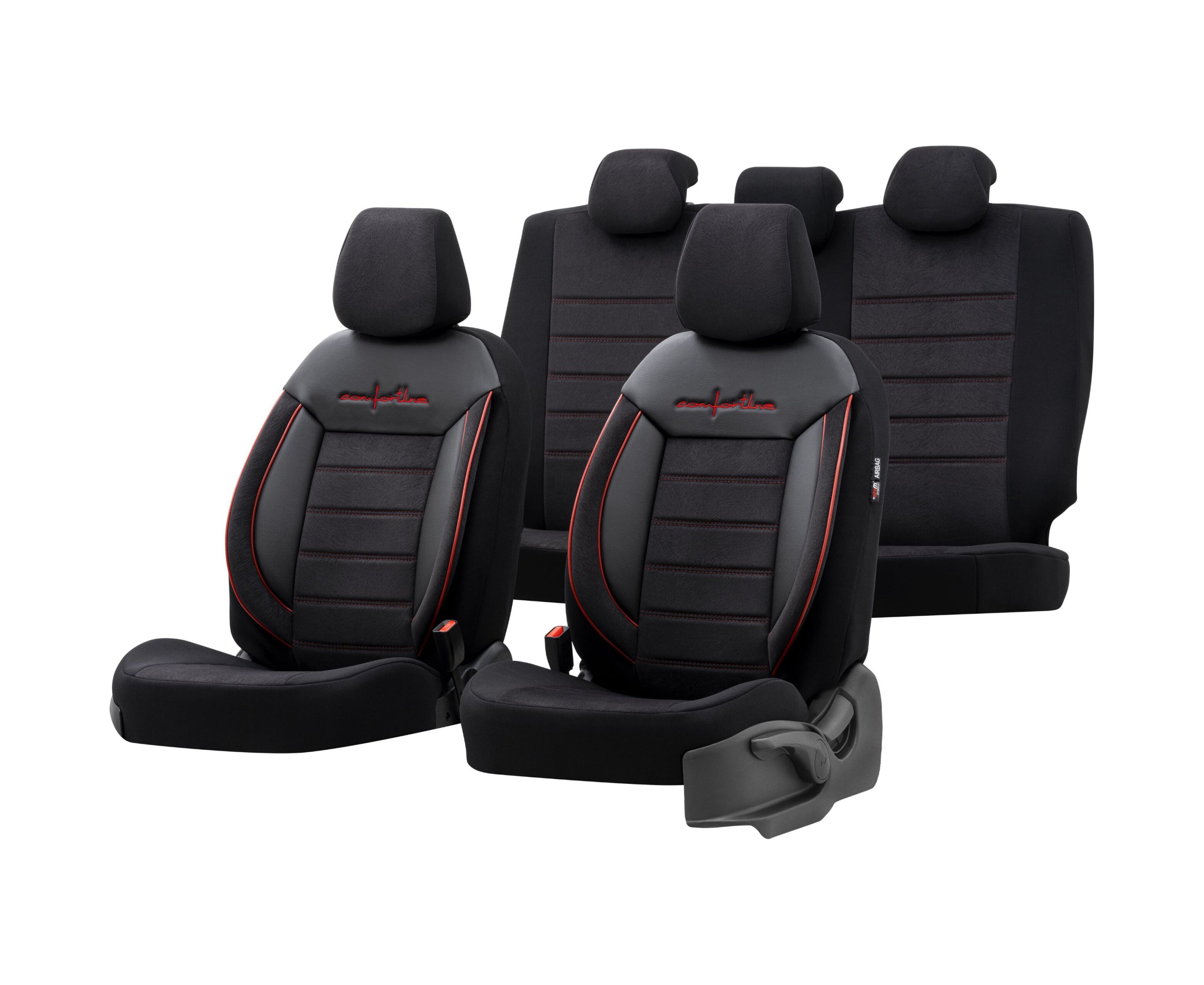 Чехол авто  Comfortline negru/rosie