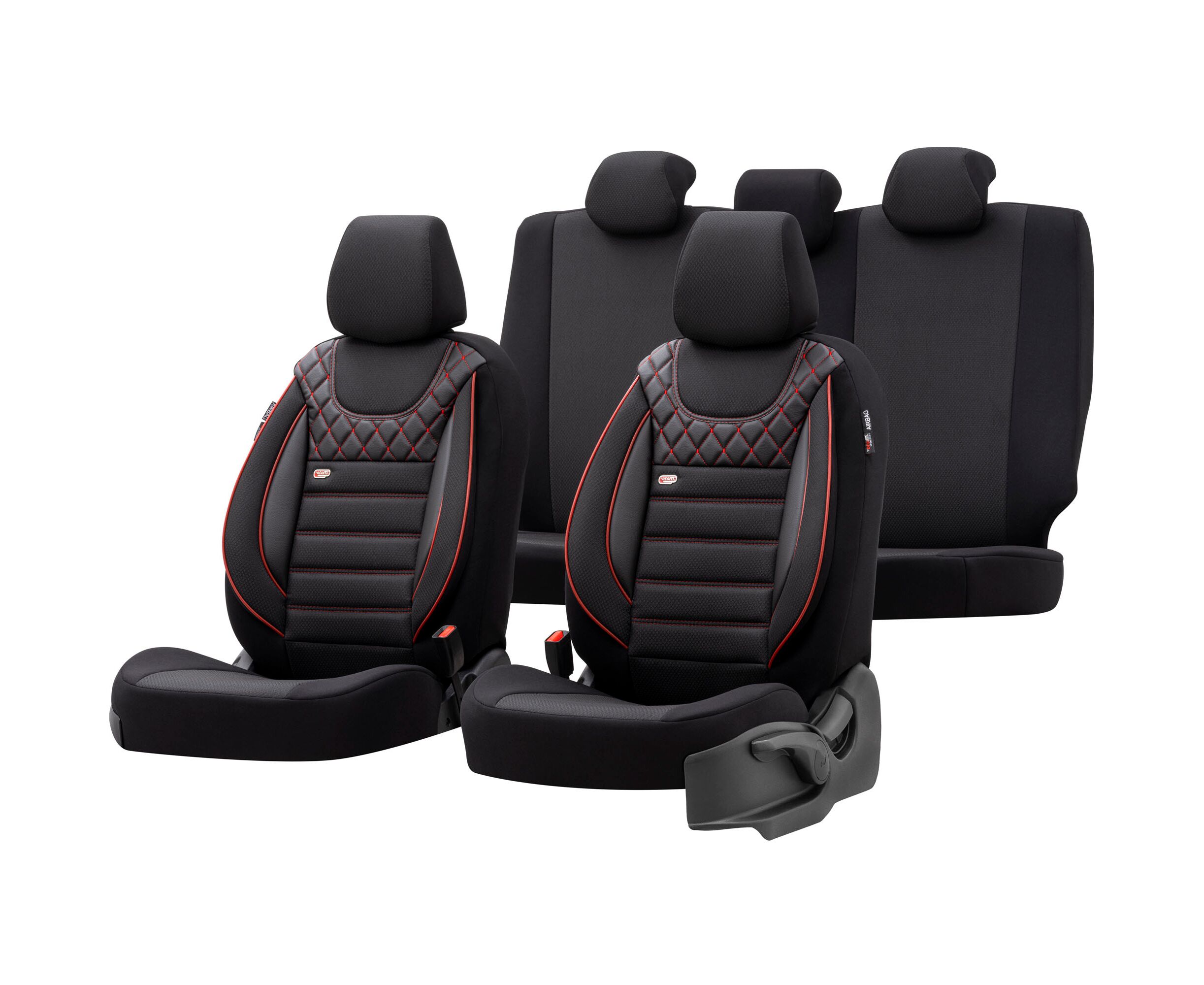 Set huse scaune auto OTOM Fashion negru/rosie FSH-368