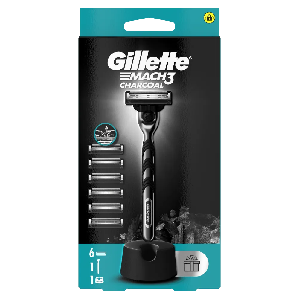 Aparat de ras Gillette Mach3 Charcoal + 5 rezerve