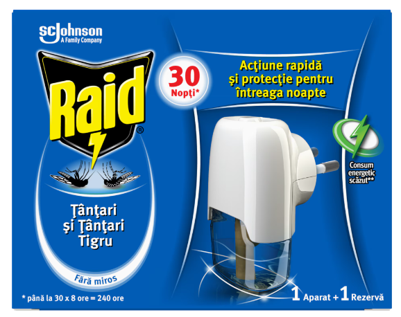 Фумигатор и сменный блок Raid 30 ночей 21 мл