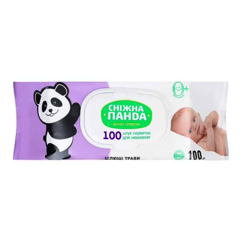 PANDA Servetele umede cu ierburi medicinale, vit.E, D-pantenol 0+ 100 buc 1/12