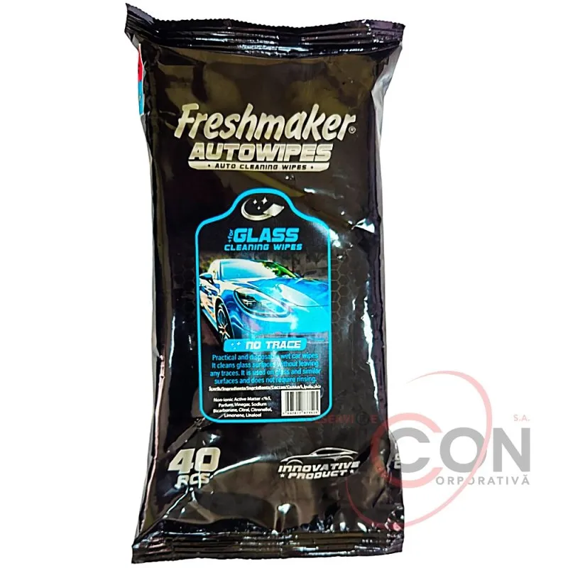 FRESHMAKER AutoWipes Servetele umede p/u curatarea salon auto 40 buc 1/24 Glass-p/u geam