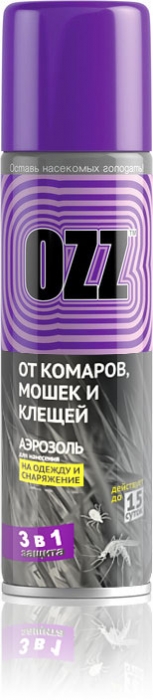 OZZ Special Аэрозоль от комаров, мошек и клещей для нанесения на одежду и снаряжение 3 в 1 150 мл