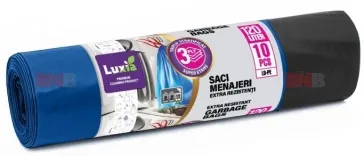 LUXIA Pungi p/u gunoi Extra rezistenti cu legaturi 120 l 10 buc
