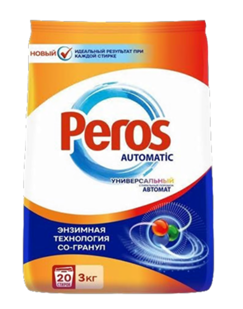 PEROS Универсальный стиральный порошок для автоматической стирки 3 кг для белого и цветного белья 1/6