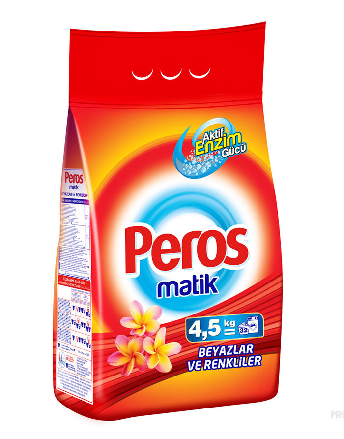 PEROS Detergent praf automat 4,5 kg, ambalaj moale Bright Colors / rufe colorate 1/4