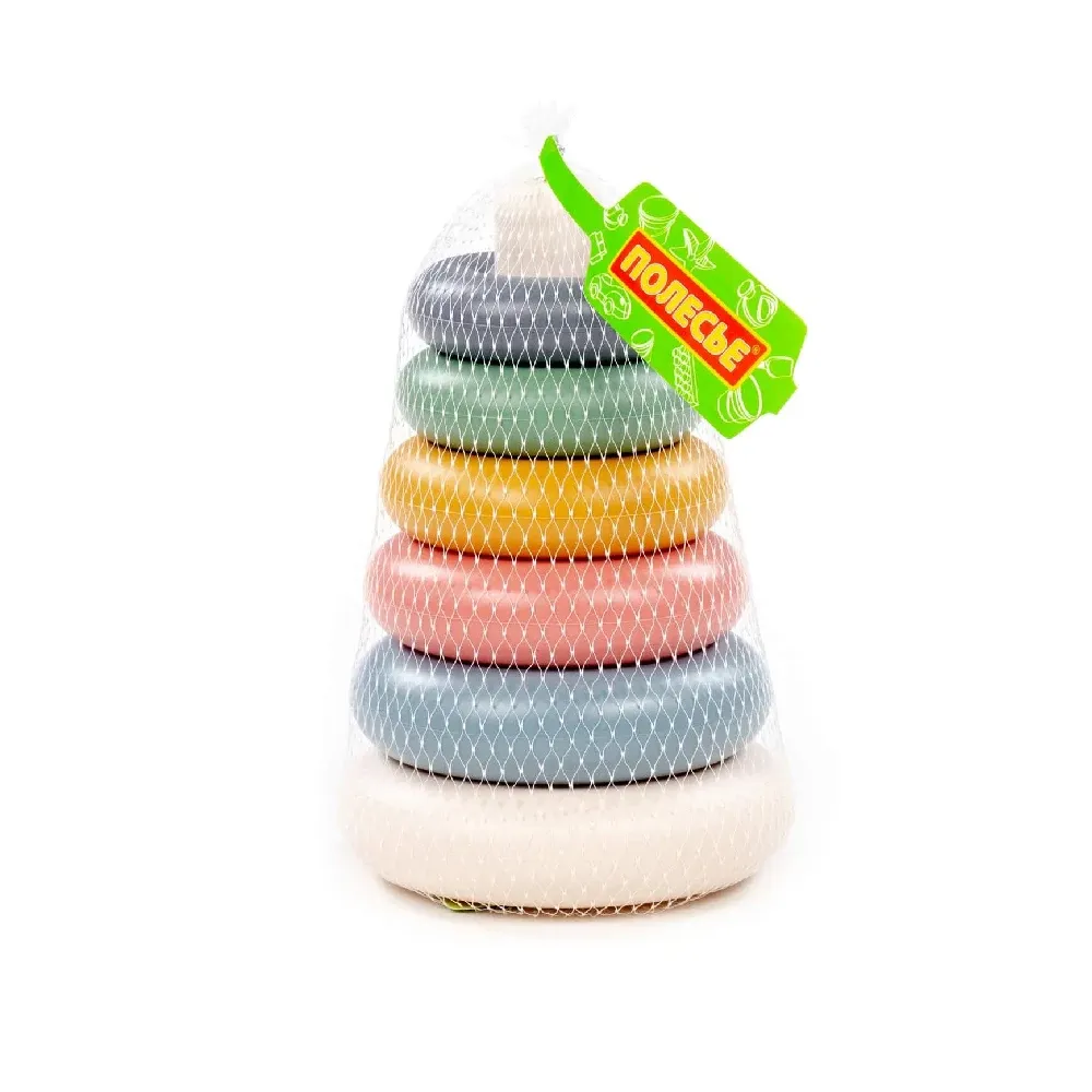 Piramidă pentru copii cu inele pastelate, 7 piese, Polesie (26921)