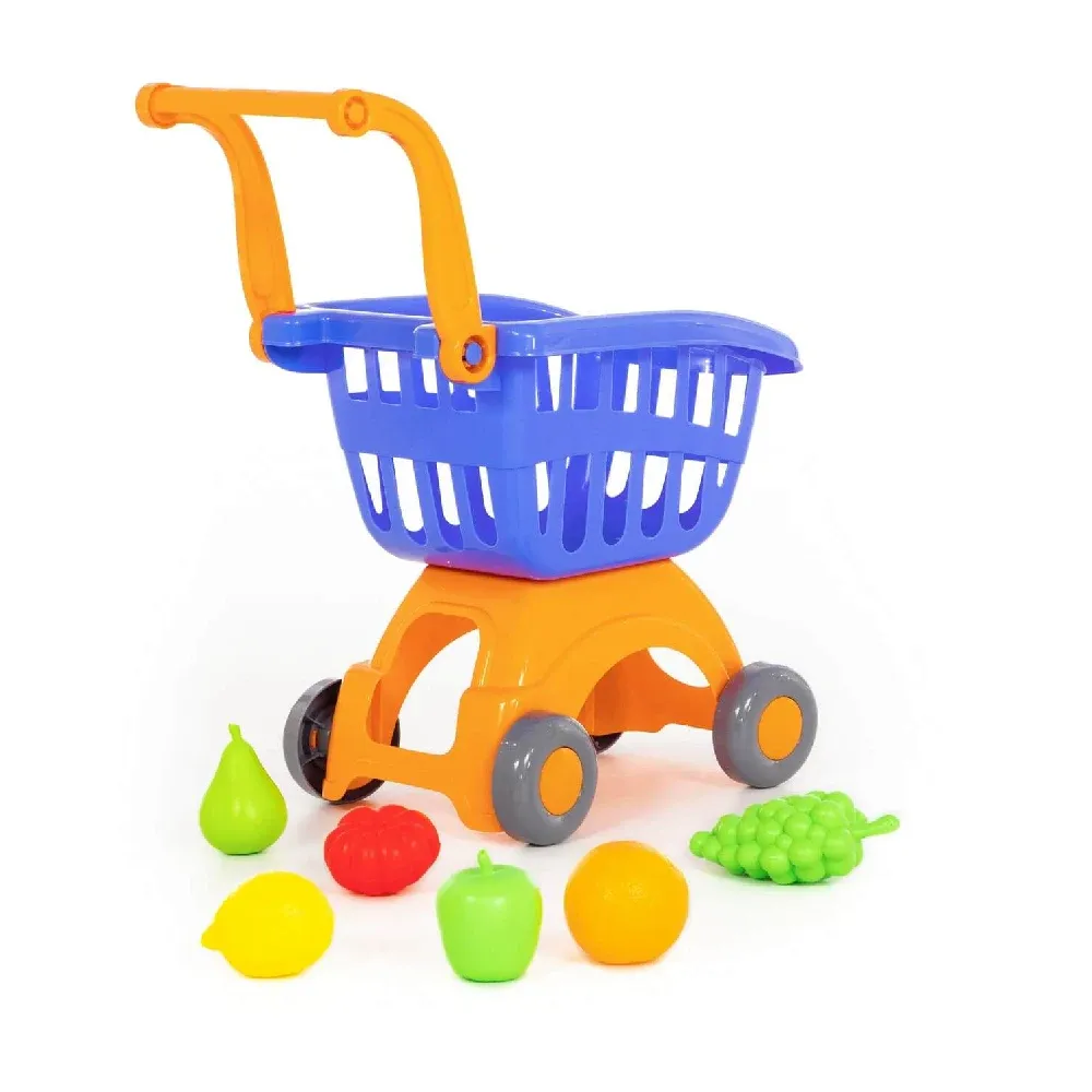 Cărucior de cumpărături pentru copii cu fructe și legume, 2 culori, Polesie (71378)