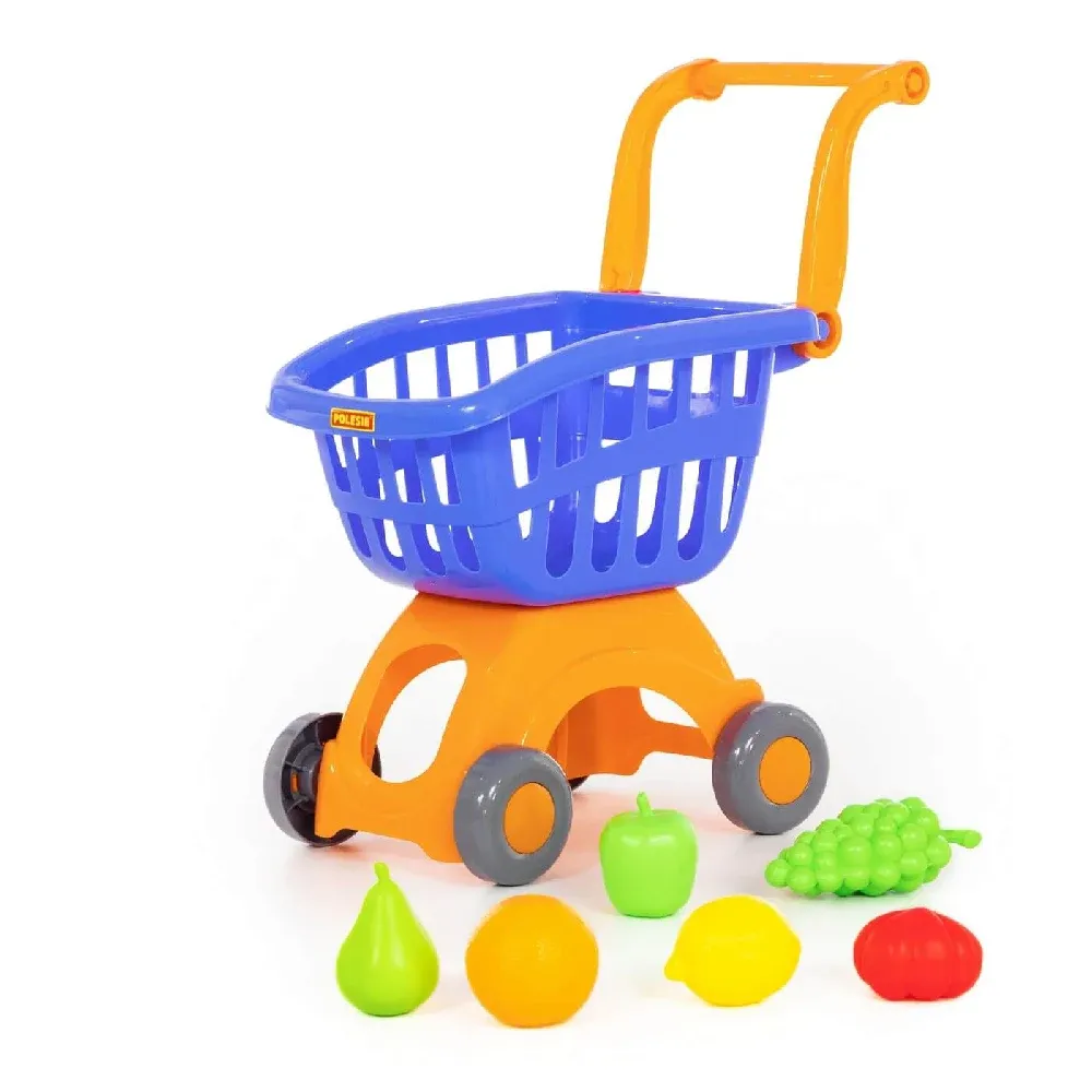 Cărucior de cumpărături pentru copii cu fructe și legume, 2 culori, Polesie (71378)