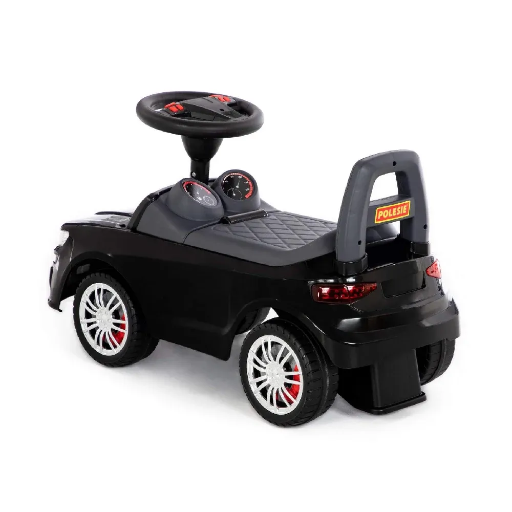 Tolocar SuperCar pentru copii cu volan muzical, negru, Polesie (84613)