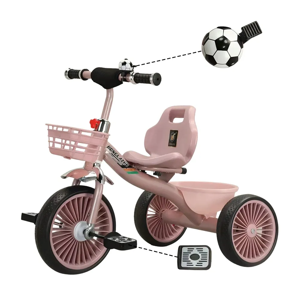 Tricicletă pentru copii cu claxon tip minge, 4 culori (56385)