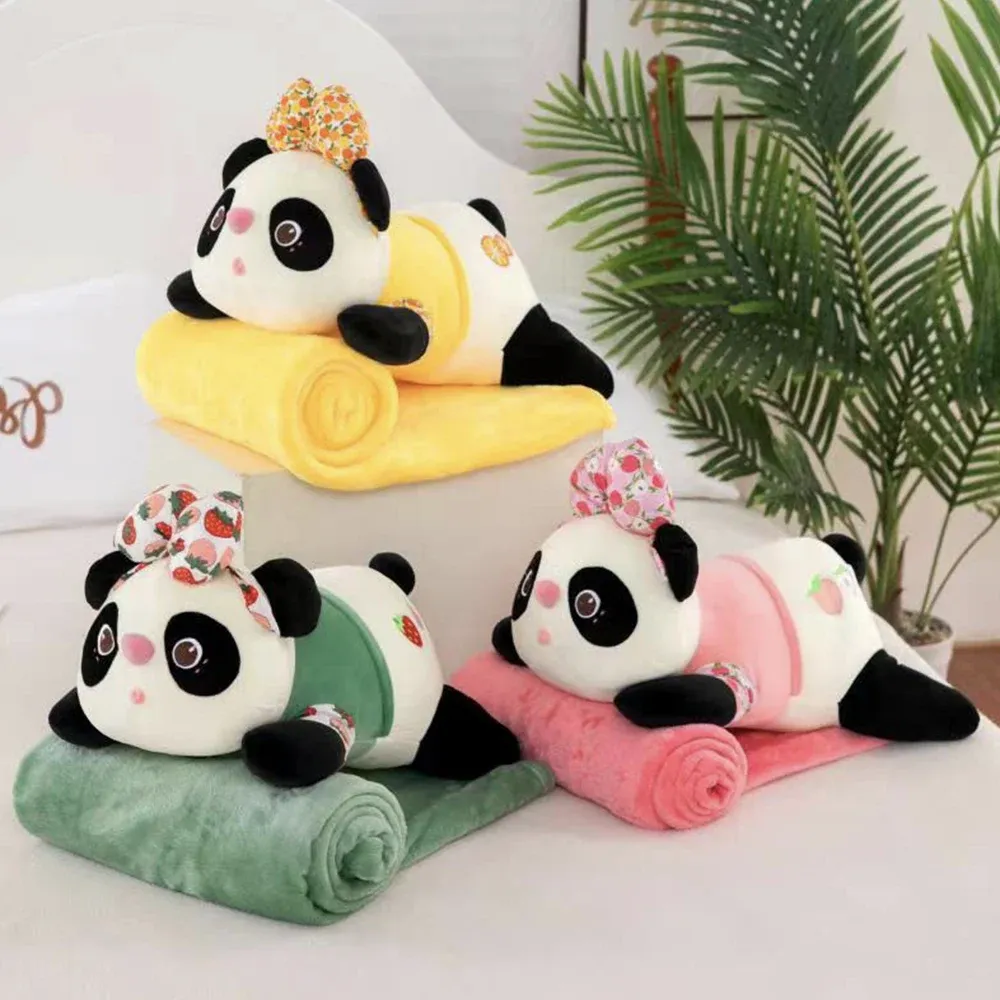 Jucarie din plus panda cu plapuma 3 culori