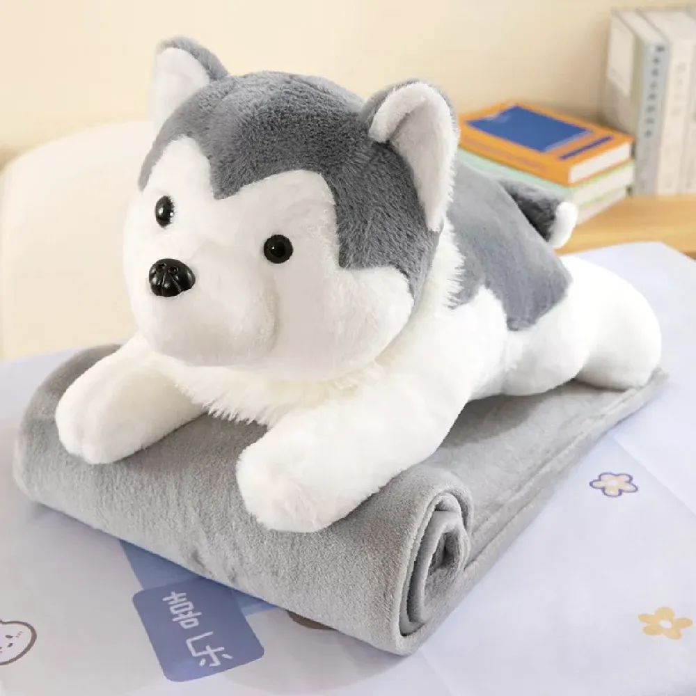 Jucarie din plus husky cu plapuma 2