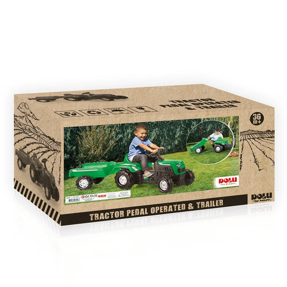 Tractor cu pedale și remorcă Ranchero verde, Dolu (8246)