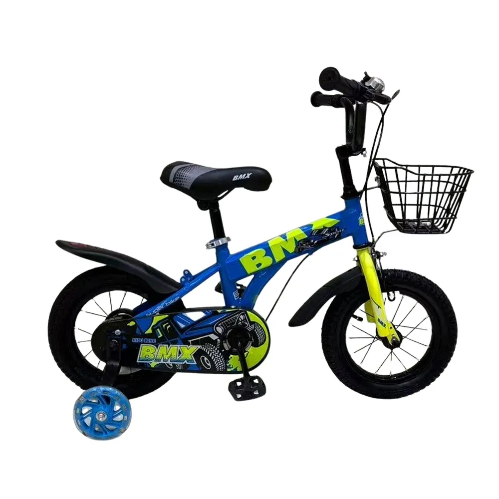 Bicicletă pentru copii 12′, cu roți ajutătoare (JIPU-12 albastra)