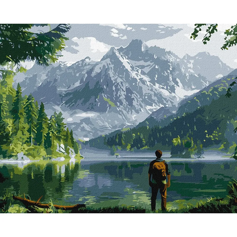 Pictură pe numere Peisaj montan, 40×50 cm, Ideyka (KHO2902)