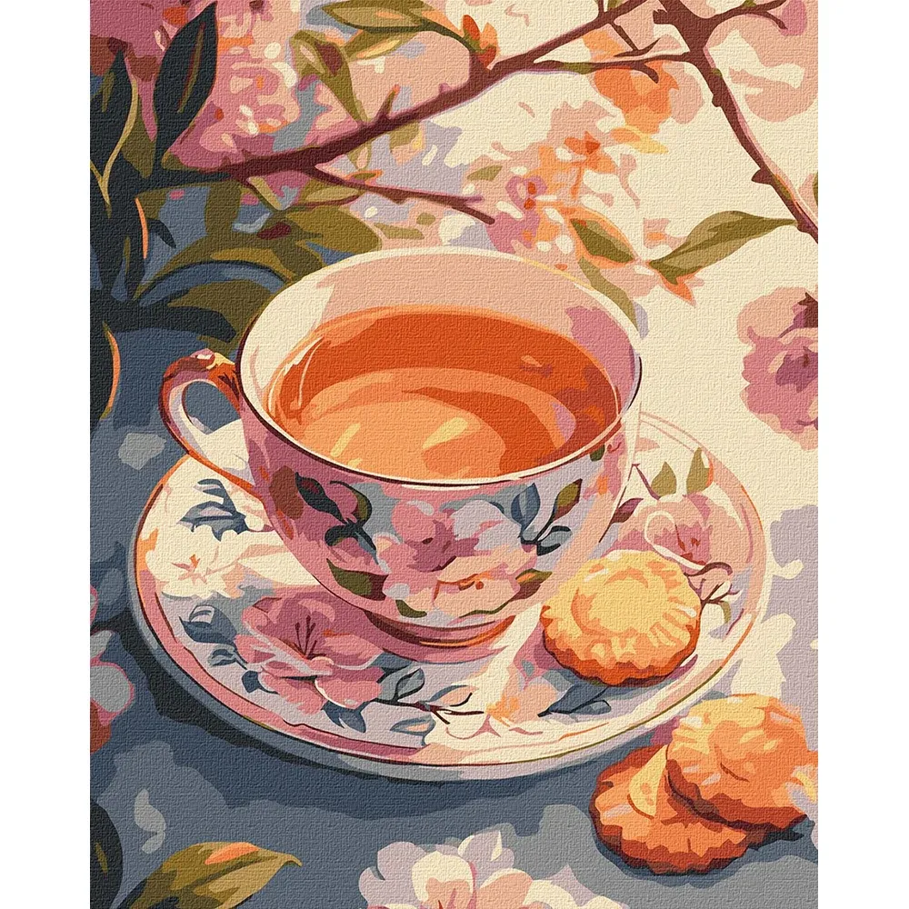 Pictură pe numere Ceai floral, 30×40 cm, Ideyka (KHO5722)