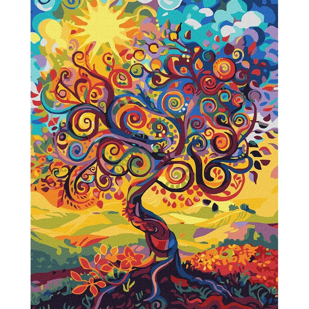 Pictură pe numere Arborele vieții, 30×40 cm, Ideyka (KHO5140)