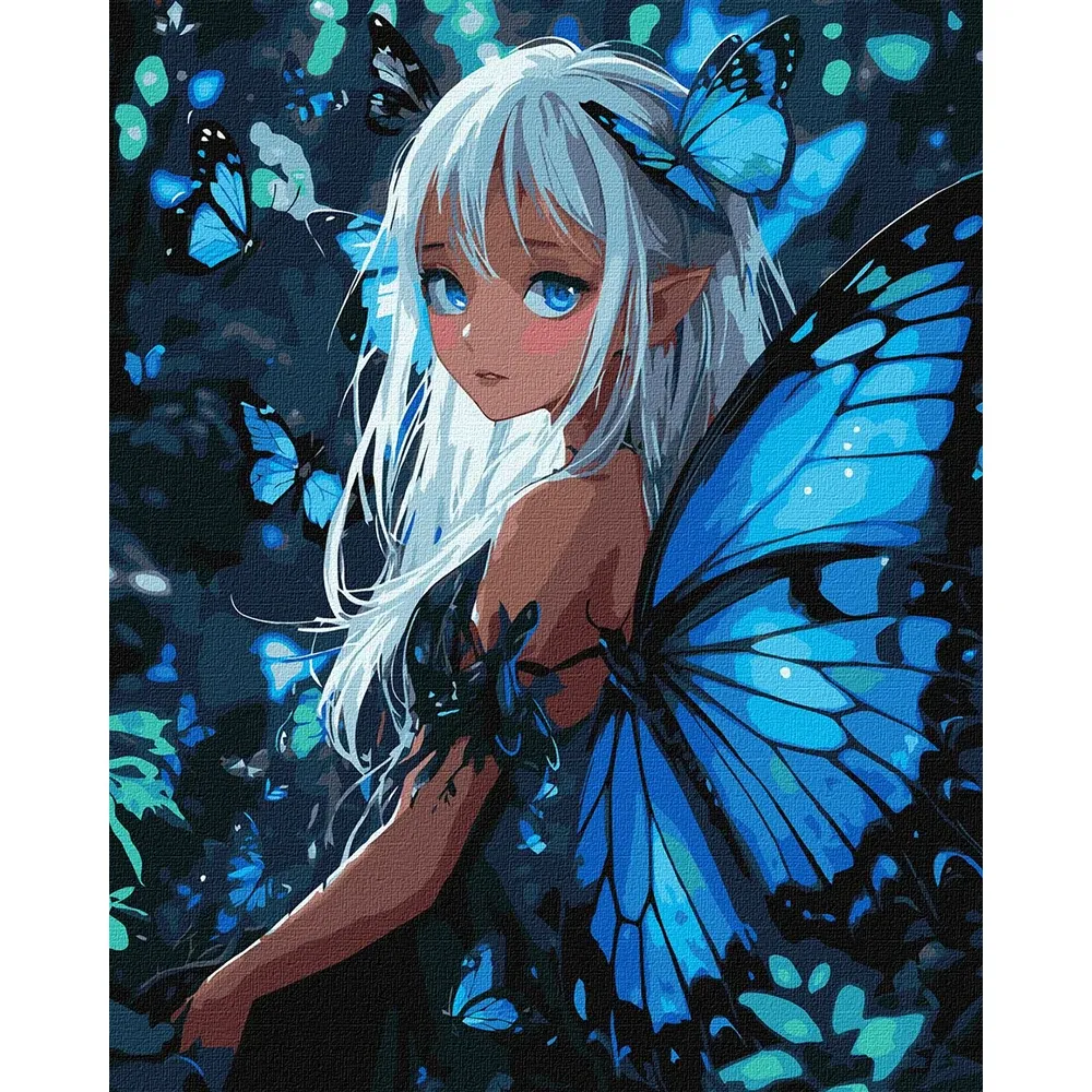 Pictură pe numere Fluturi magici, cu vopsele metalice, 40×50 cm, Ideyka (KHO8561)