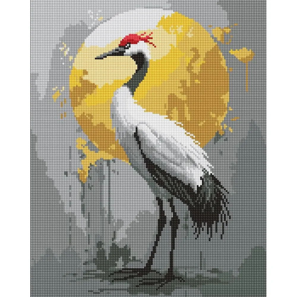 Mozaic cu diamante Pasăre exotică aurie, 40×50 cm, Ideyka (AMO8281)