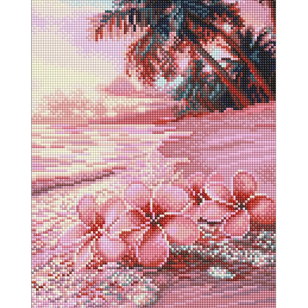 Розовая пляжная ромбовидная мозаика, 30×40 см, Идейка (AMO8222)
