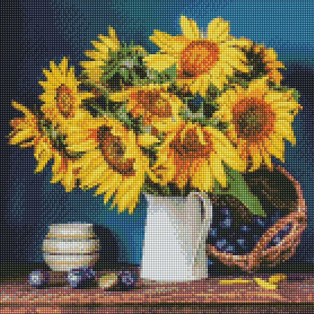 Mozaic cu diamante Floarea-soarelui, 40×40 cm, Ideyka (AMO7417)