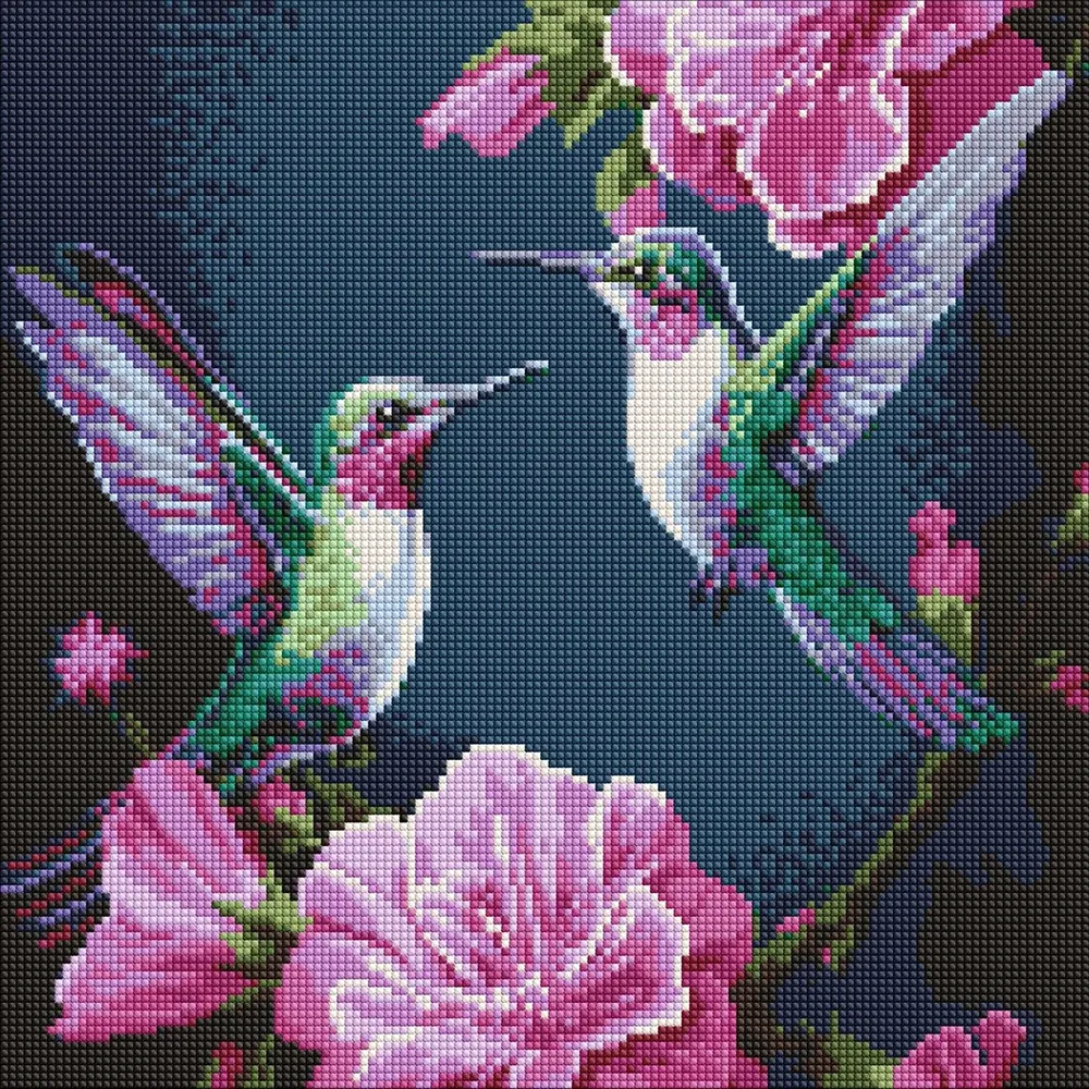 Mozaic cu diamante Colibri, 40×40 cm, Ideyka (AMO20025)