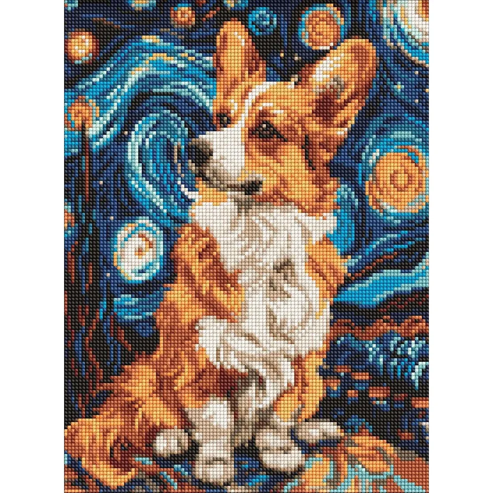 Mozaic cu diamante Corgi adorabil, 30×40 cm fără ramă, Ideyka (AMC8023)