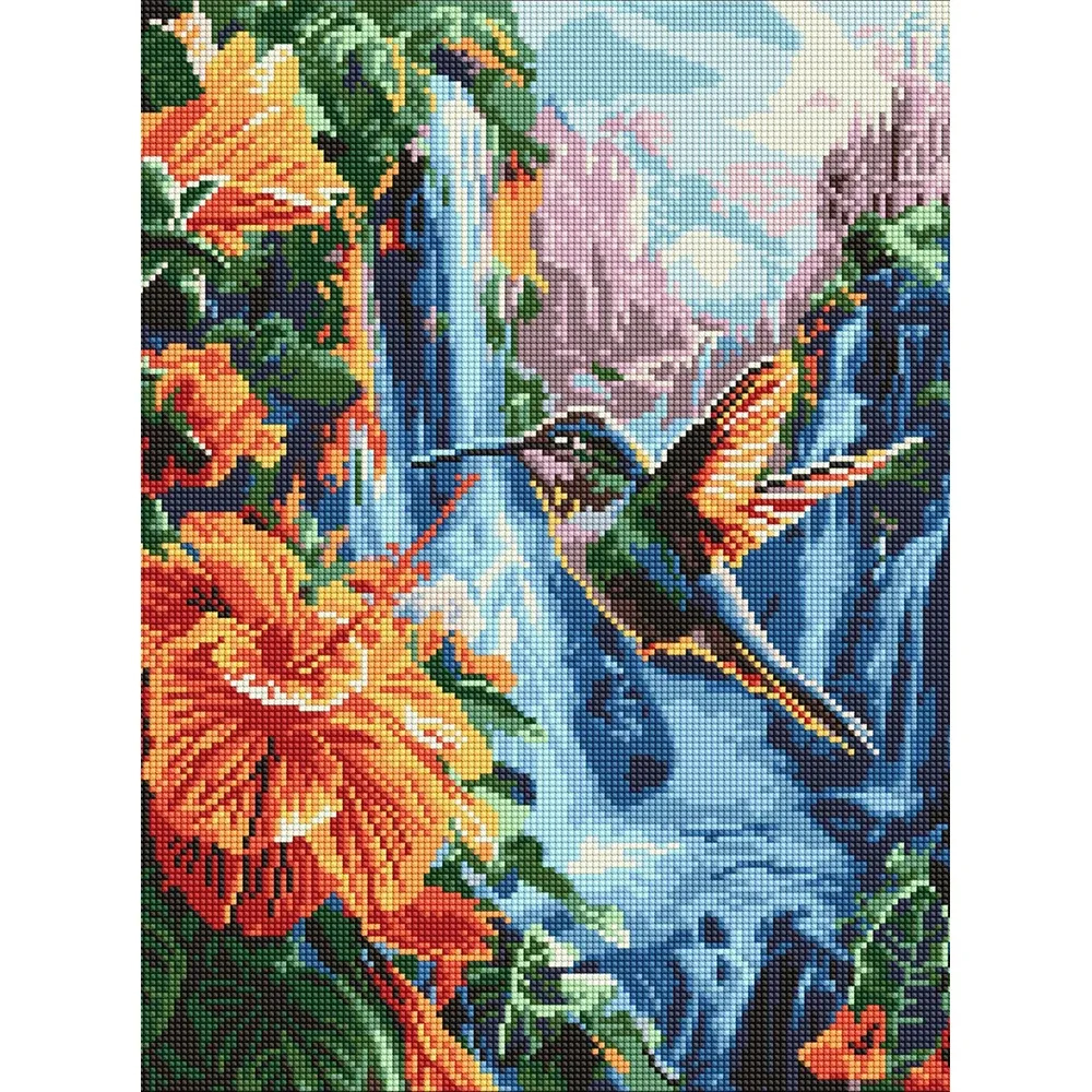 Mozaic cu diamante Pasăre tropicală, 40×50 cm, Ideyka (AMO8100)