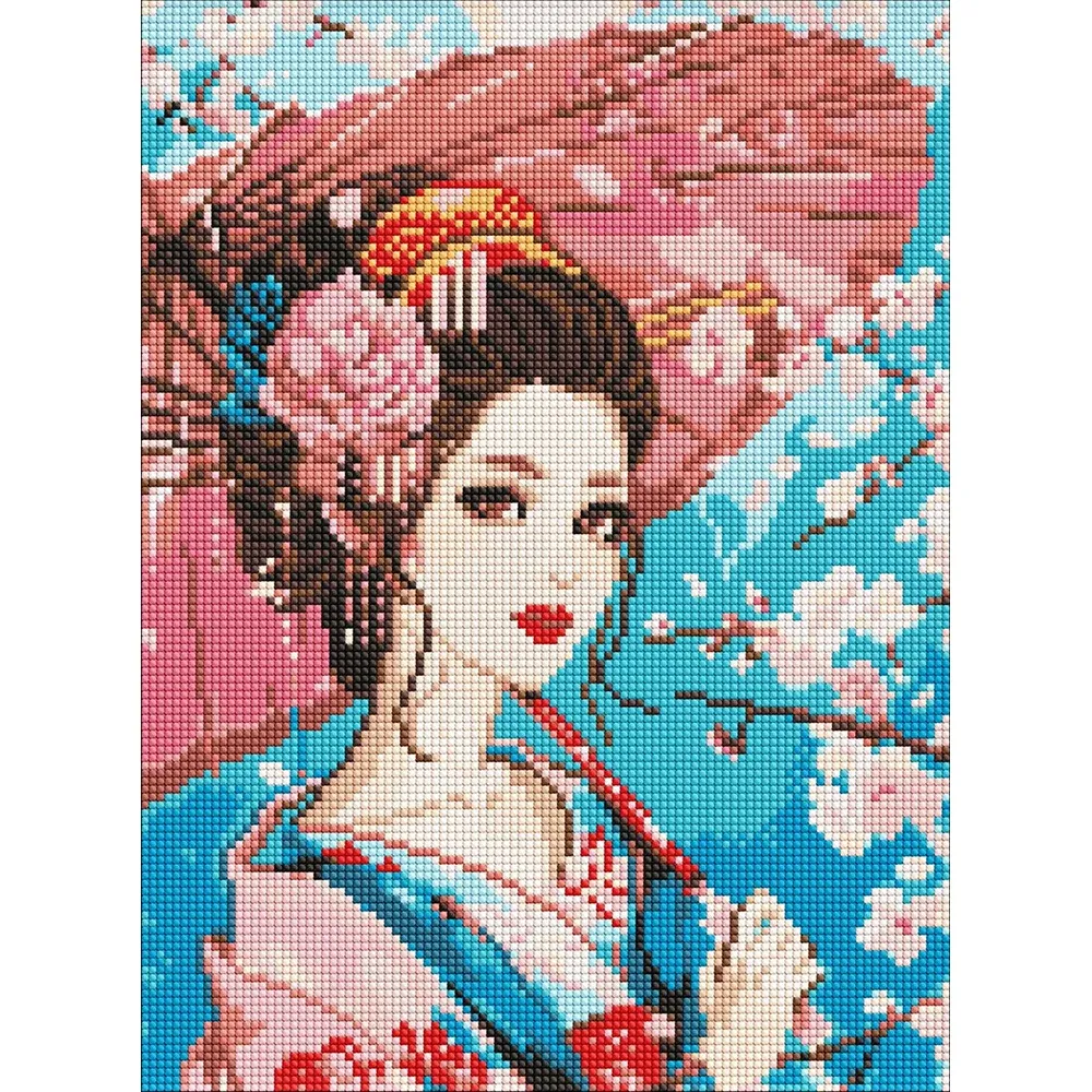 Mozaic cu diamante Frumusețe japoneză, 30×40 cm, Ideyka (AMO8058)