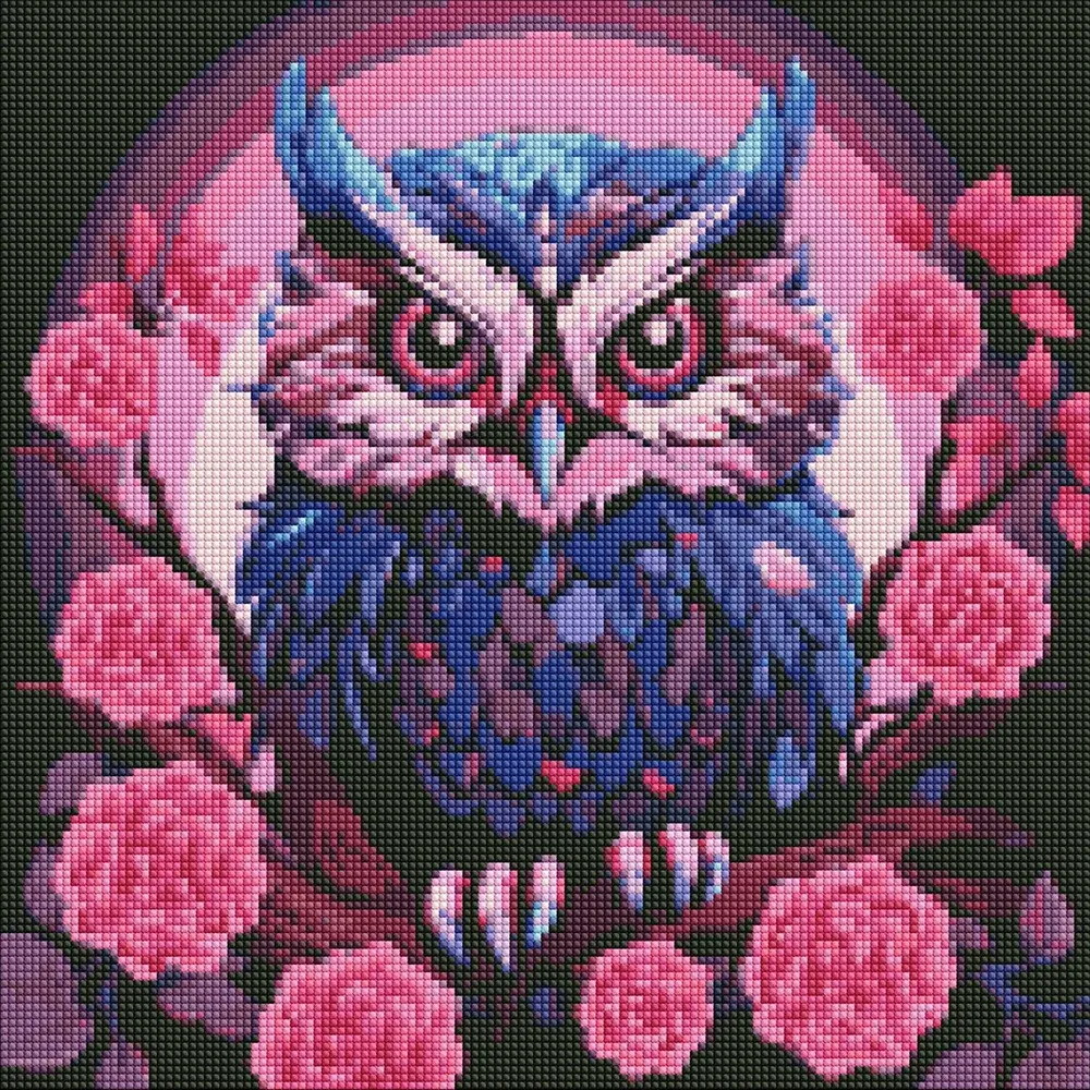 Алмазная мозаика Фиолетовая Сова, 40×40 см, Идейка (AMO7849)