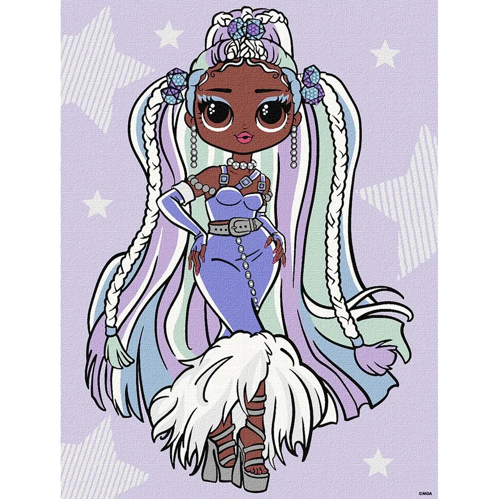 Pictură pe numere LOL Surprise O.M.G. Fashion Show Lady Braids, 30×40 cm, Ideyka (KHO6272)