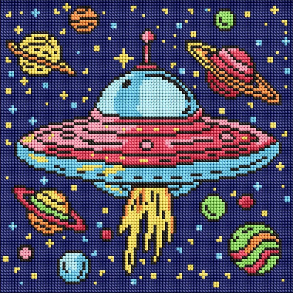 Mozaic cu diamante Călătorie în spațiu, 30×30 cm, Ideyka (AMO8107)