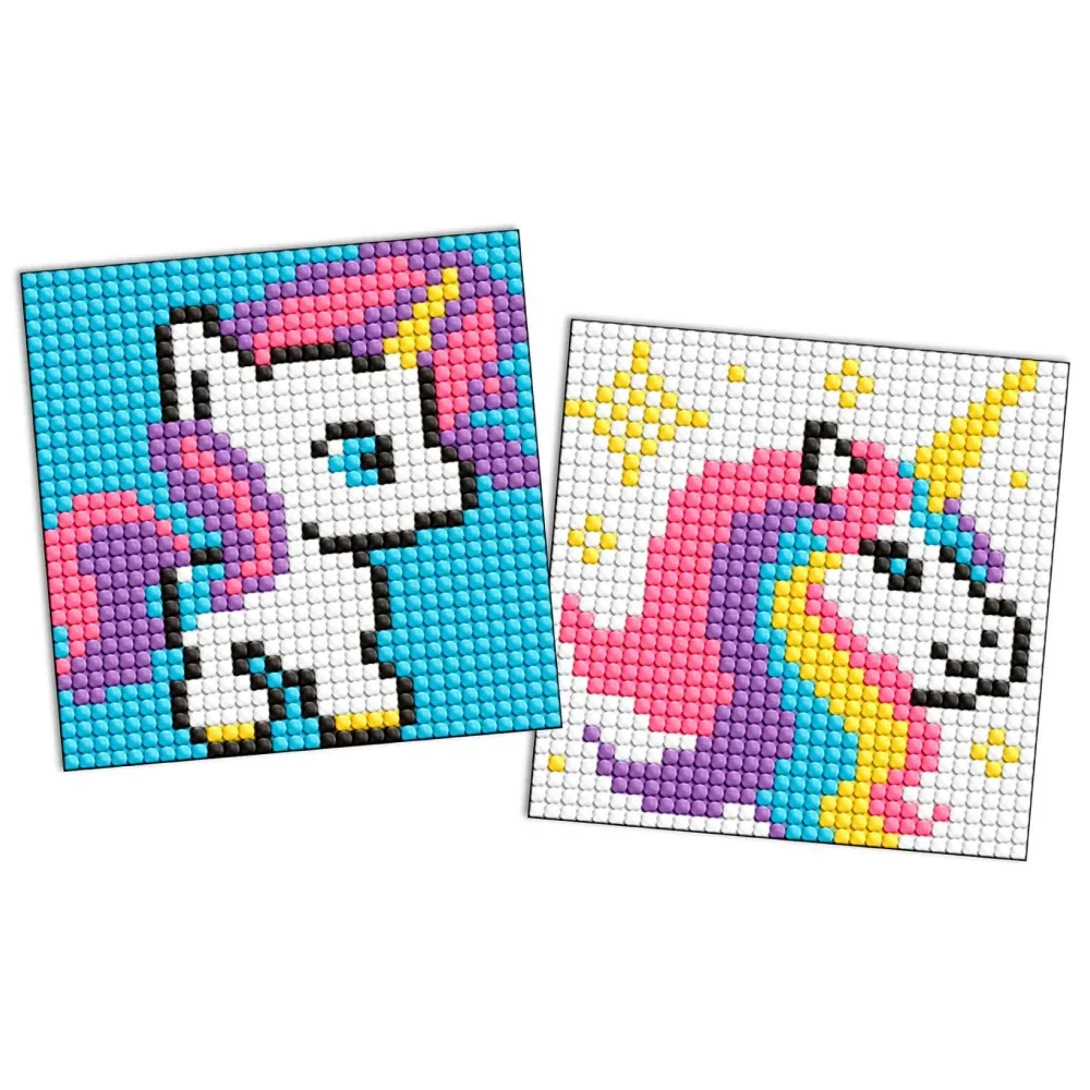 Mozaic cu diamante pe autocolant, Unicorn, 9×9 cm, set 2 buc, Ideyka (AMS1056)