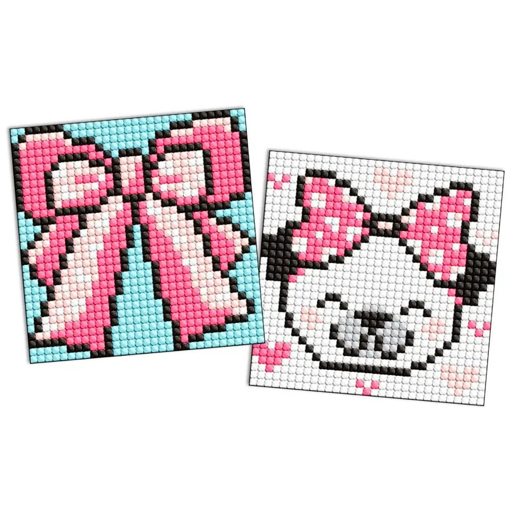 Mozaic cu diamante pe autocolant, Fundiță, 9×9 cm, set 2 buc, Ideyka (AMS1055)