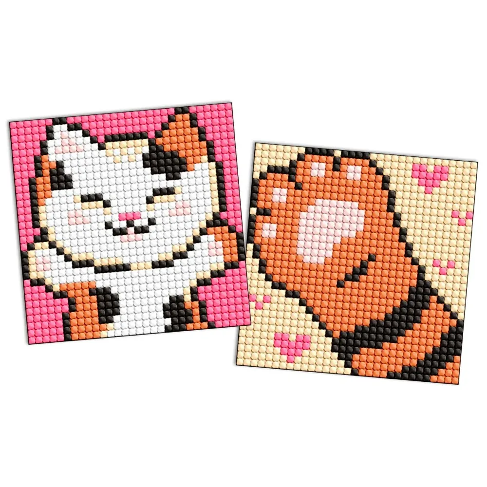 Mozaic cu diamante pe autocolant, Pisică, 9×9 cm,set 2 buc, Ideyka (AMS1054)