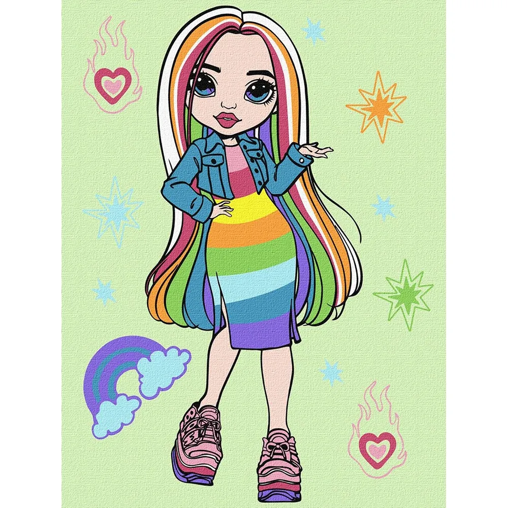 Pictură pe numere Rainbow High Amaya Raine, 30×40 cm, Ideyka (KHO1236)