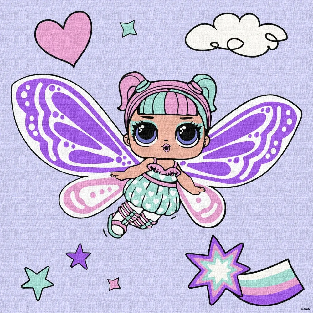 Pictură pe numere, LOL Surprise O.M.G. Fairies Sweetiefly, 40×40 cm, Ideyka (KHO1091)