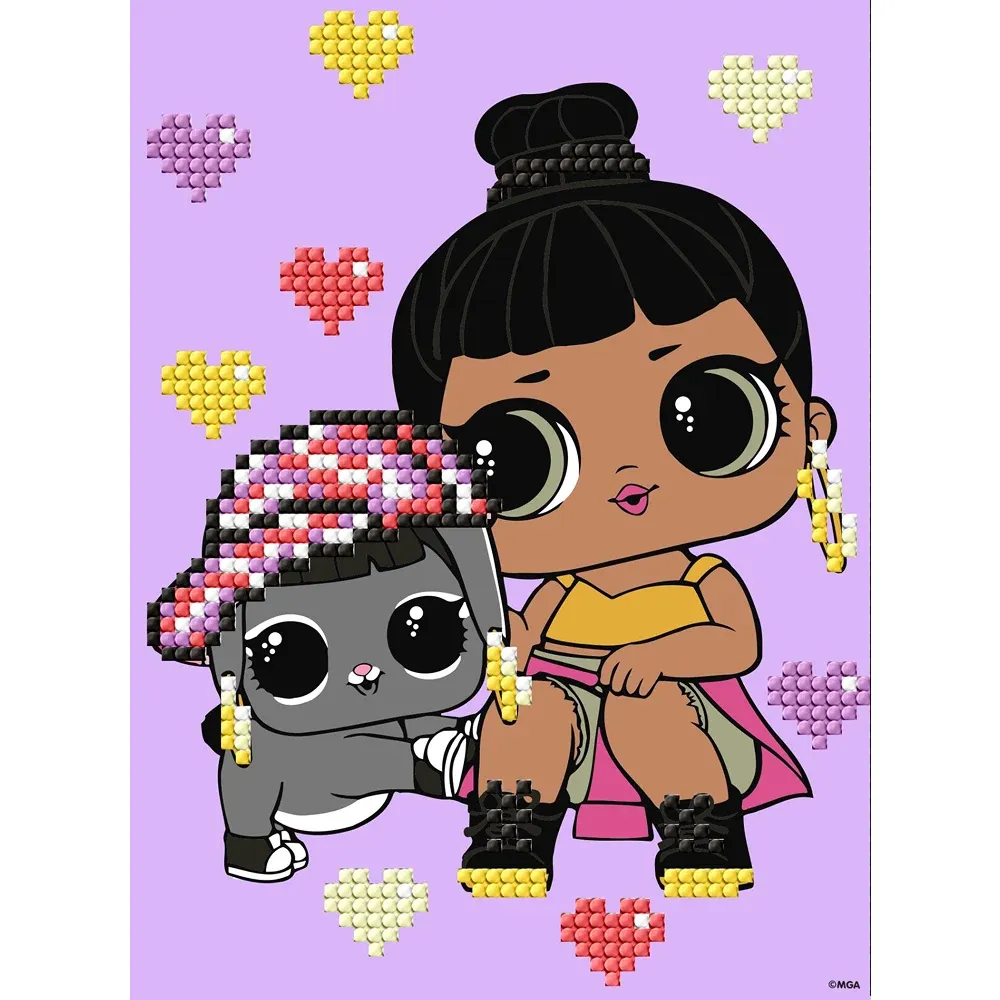 Mozaic cu diamante parțial, LOL Surprise Honey Bun cu iepuraș, 15×20 cm, Ideyka (AML1204)