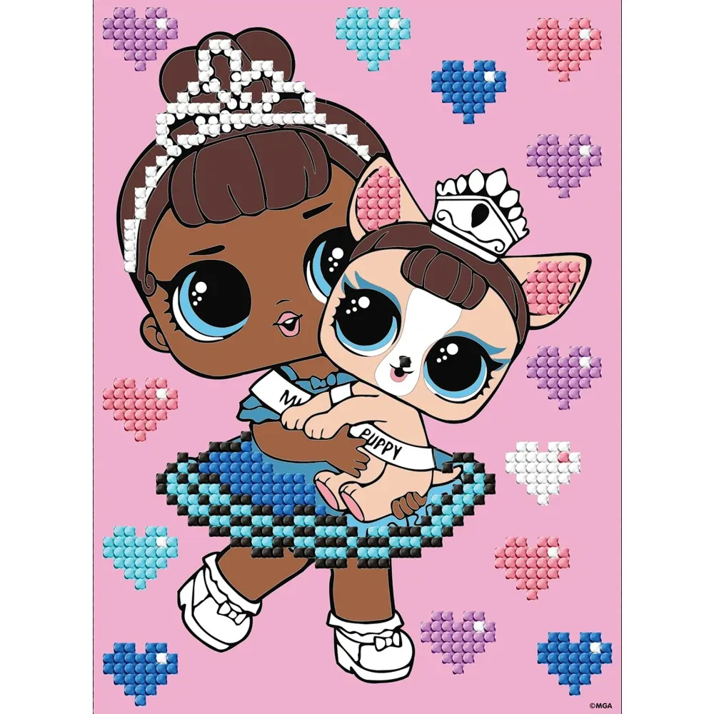Частичная алмазная мозаика, LOL Surprise Miss Baby with Puppy, 15×20 см, Идейка (AML1201)