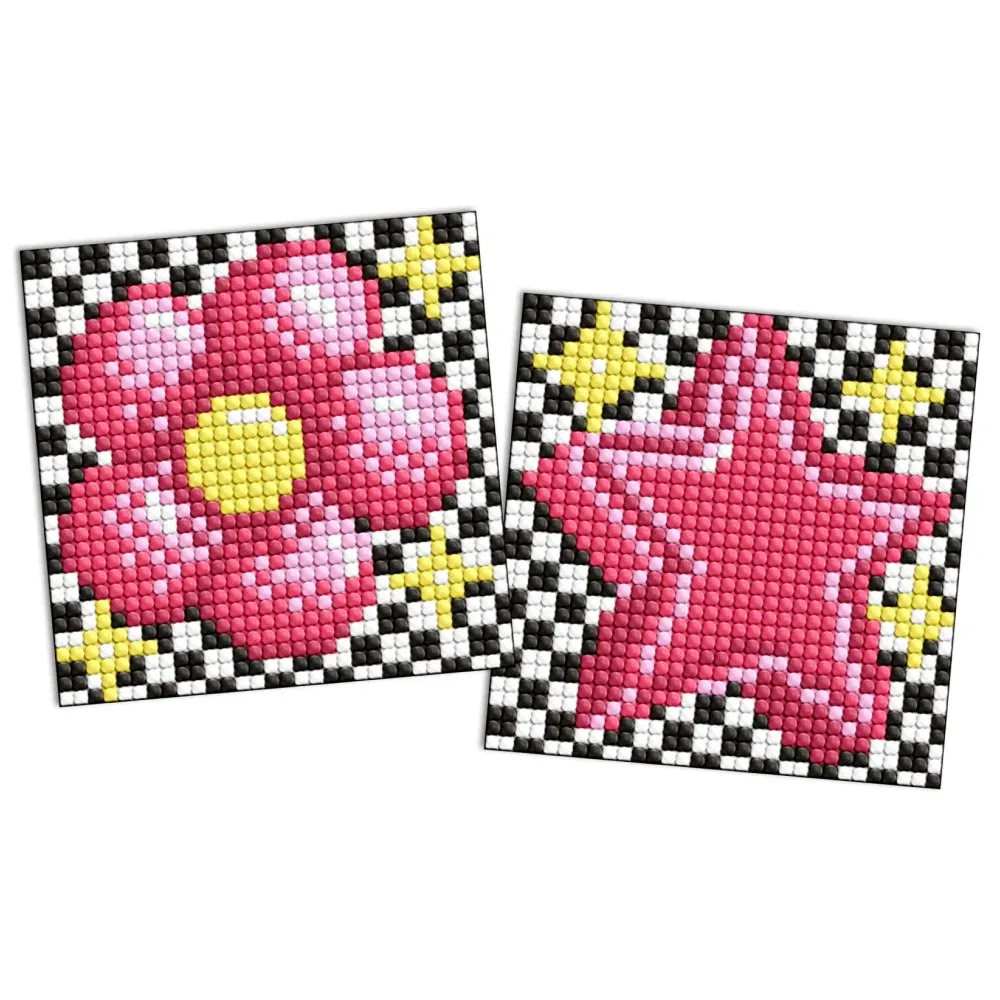 Mozaic cu diamante pe magnet, Floare și stea, set 2 buc, 9×9 cm, Ideyka (AMG1181)