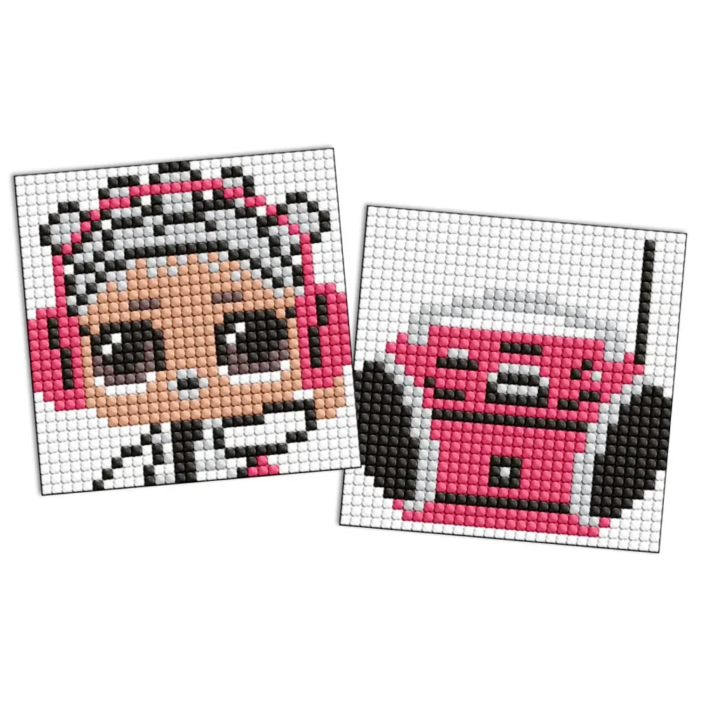 Mozaic cu diamante pe magnet, LOL și casetofon roz, set 2 buc, 9×9 cm, Ideyka (AMG1119)