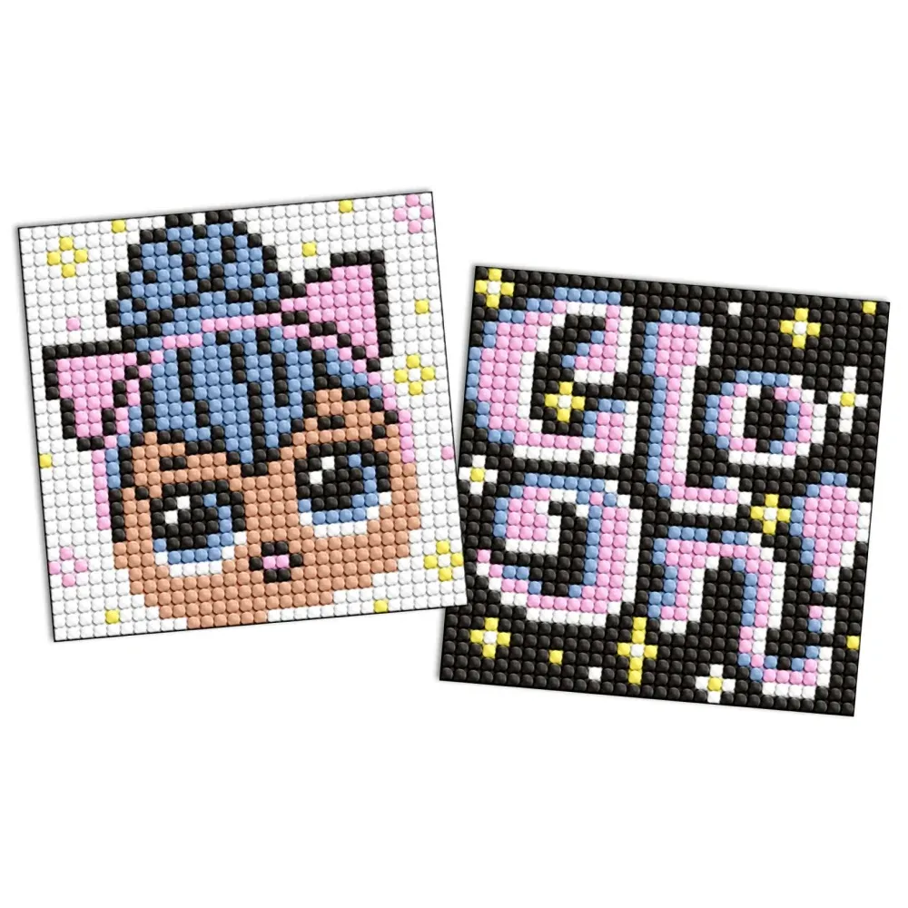 Mozaic cu diamante pe magnet, LOL și steluțe, set 2 buc, 9×9 cm, Ideyka (AMG1115)