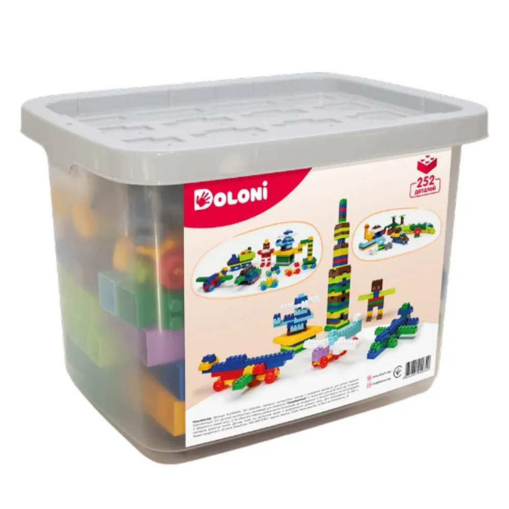 Set de construcție 252 piese cu cutie de depozitare, Doloni (013999/03)