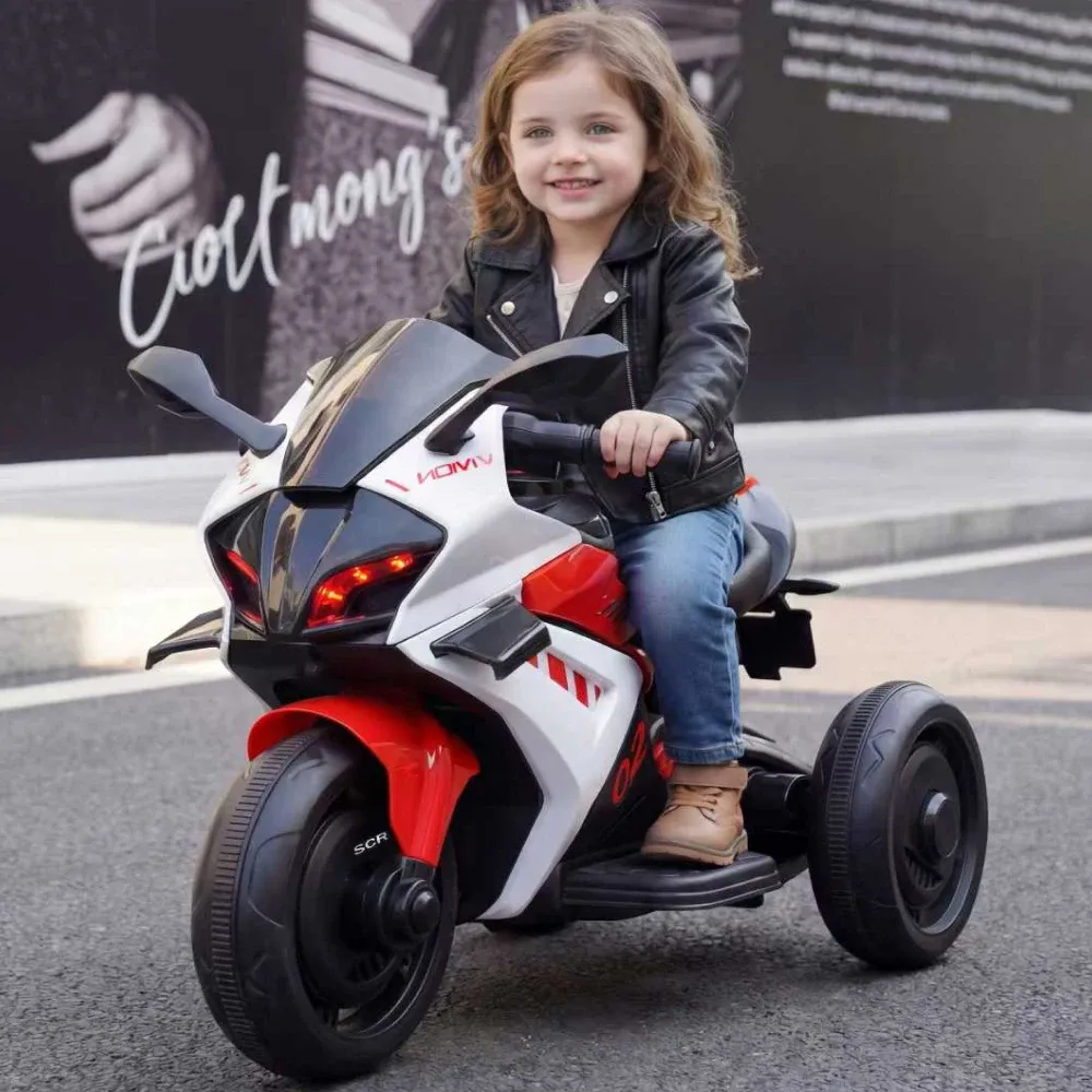 Motocicletă electrică pentru copii cu telecomandă, roșie (85297)
